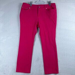 Anne Klein Jeans Straight Cropped Women's Size 12P Denim Stretch Hot Pink